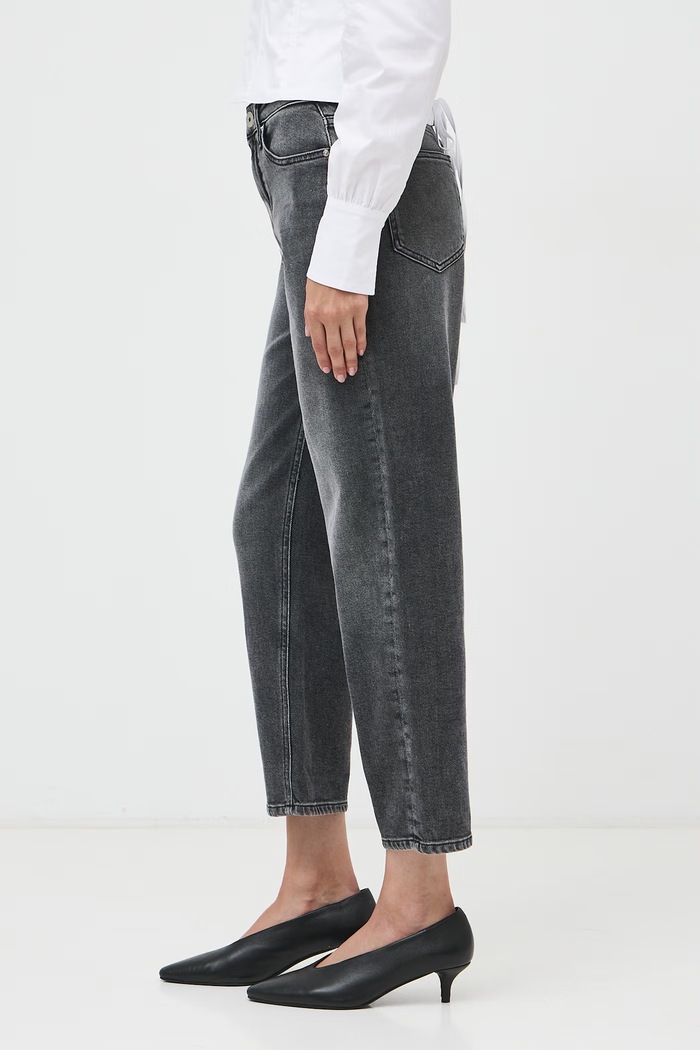 Odzież Jeansy mom fit damskie z efektem sprania RW26-SJD513 szary