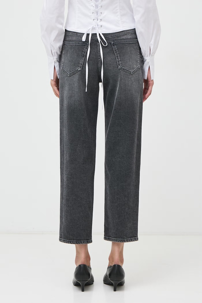 Jeansy mom fit damskie z efektem sprania RW26-SJD513 szary