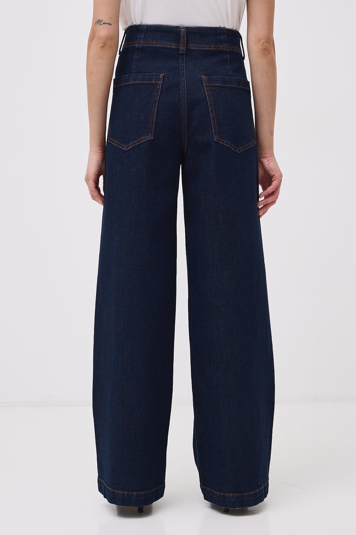 Jeansy wide leg damskie Medicine RW26-SJD600 granatowy