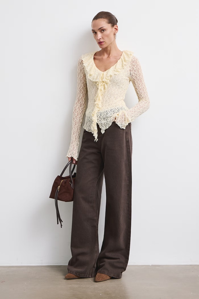 Medicine Jeansy wide leg damskie brązowy RW26-SJD605