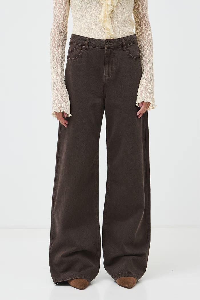 Medicine Jeansy wide leg damskie RW26-SJD605 brązowy RW26