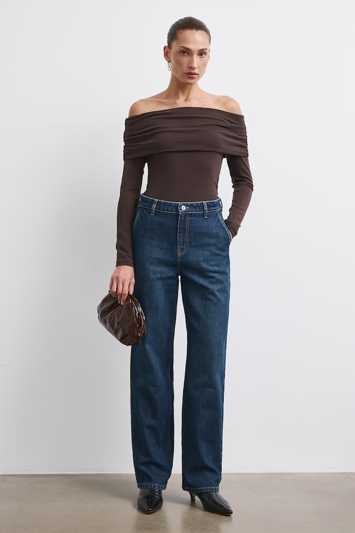 Jeansy wide leg damskie Medicine granatowy RW26-SJD703