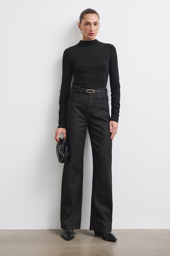 Medicine Jeansy wide leg damskie czarny RW26-SJD707