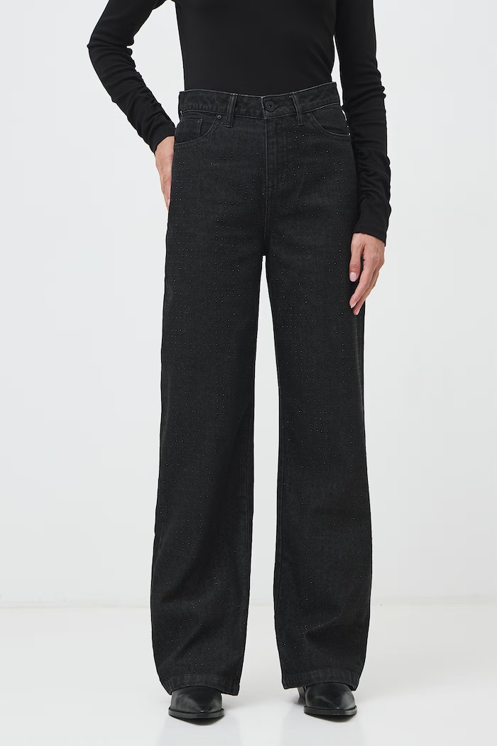 Medicine Jeansy wide leg damskie RW26-SJD707 czarny RW26