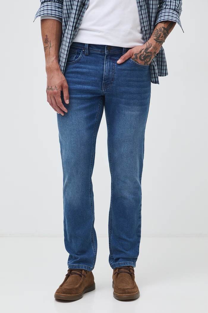 Rifle slim fit pánske s efektom prania RW26-SJM040 modrá RW26