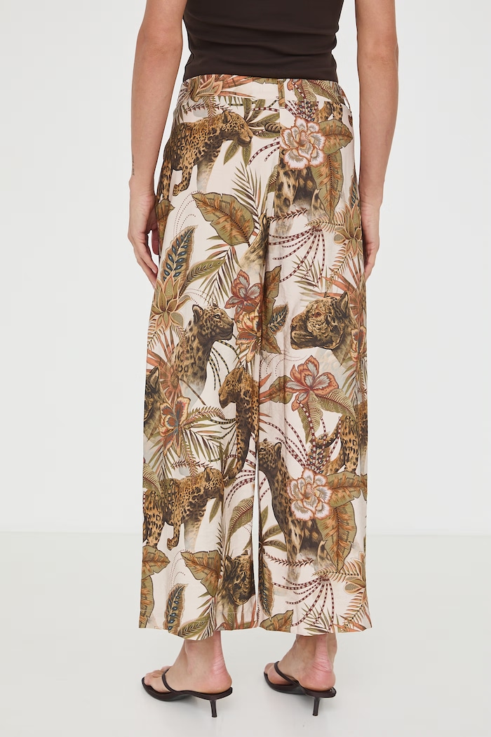 Odzież Spodnie culottes damskie z wiskozą z motywem zwierzęcym RW26-SPD011 multicolor