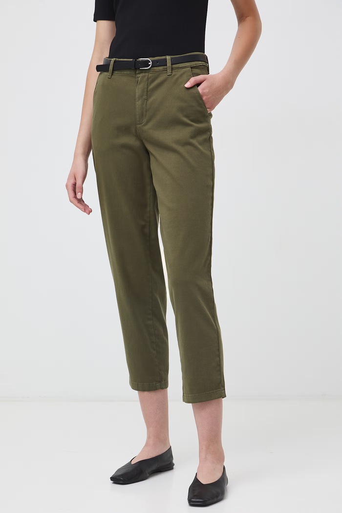 Medicine spodnie chinos damskie bawełniane z elastanem RW26-SPD040 zielony RW26