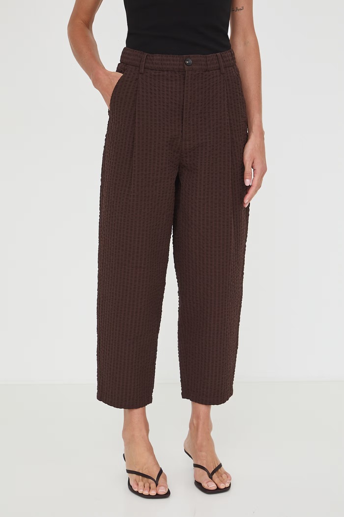 Spodnie chinos damskie bawełniane RW26-SPD103 brązowy RW26
