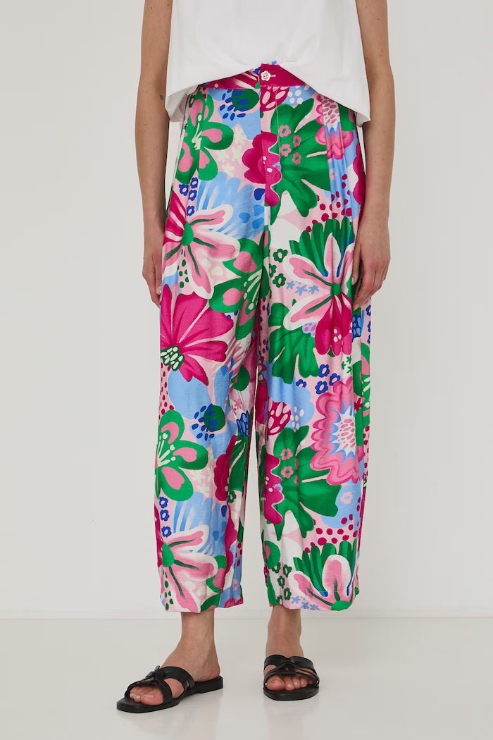 Spodnie culottes damskie z wiskozą RW26-SPD104 multicolor RW26