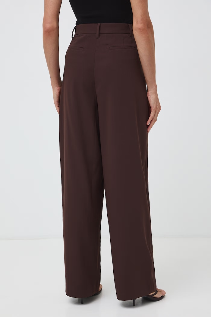 Odzież Spodnie wide leg damskie gładkie RW26-SPD301 brązowy