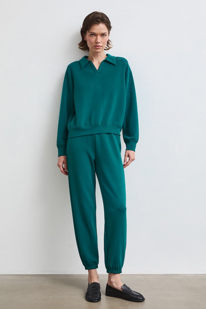 Teplákové nohavice dámske s modalom hladké tyrkysová RW26-SPD400
