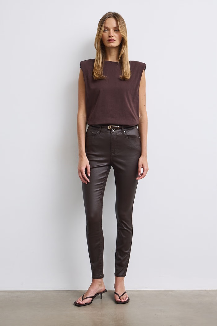 Medicine Spodnie skinny damskie woskowane brązowy RW26-SPD505