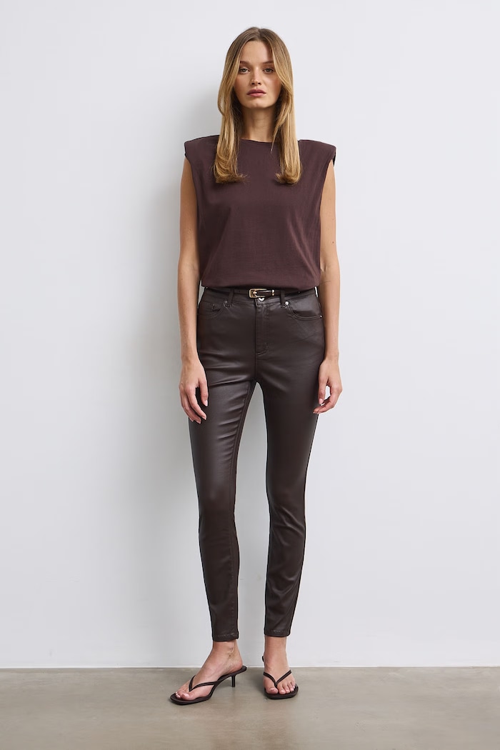 Medicine Spodnie skinny damskie woskowane brązowy RW26-SPD505