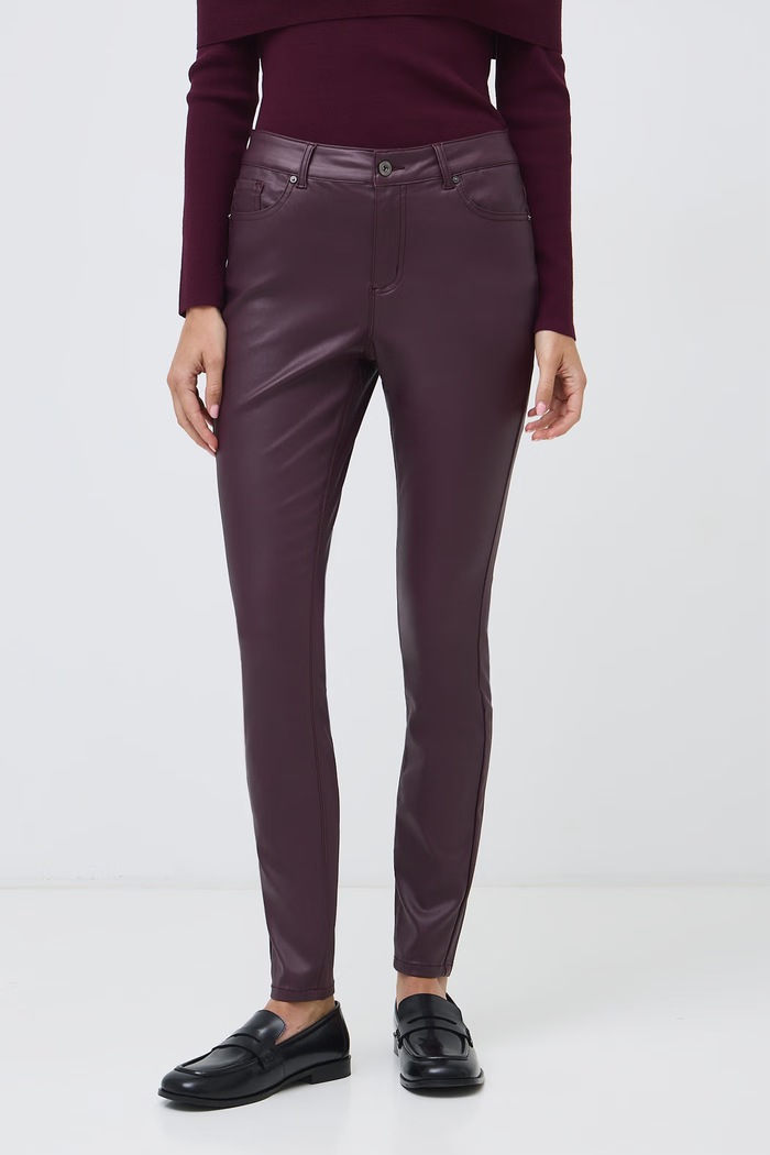 Medicine Spodnie skinny damskie woskowane RW26-SPD505 bordowy RW26