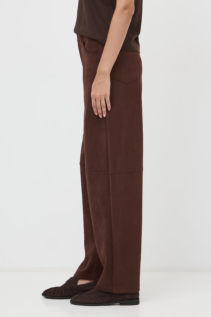 Odzież Spodnie slouchy damskie gładkie RW26-SPD605 brązowy