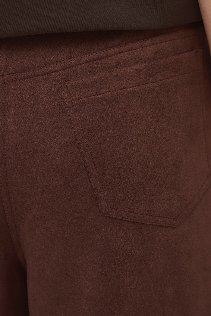 Spodnie slouchy damskie gładkie brązowy RW26-SPD605