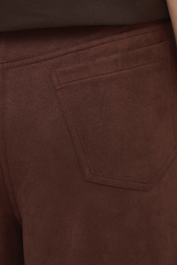 Spodnie slouchy damskie gładkie brązowy RW26-SPD605