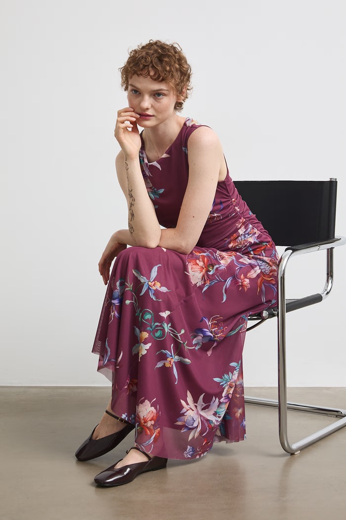 Sukienka drapowana w kwiaty multicolor RW26-SUD211