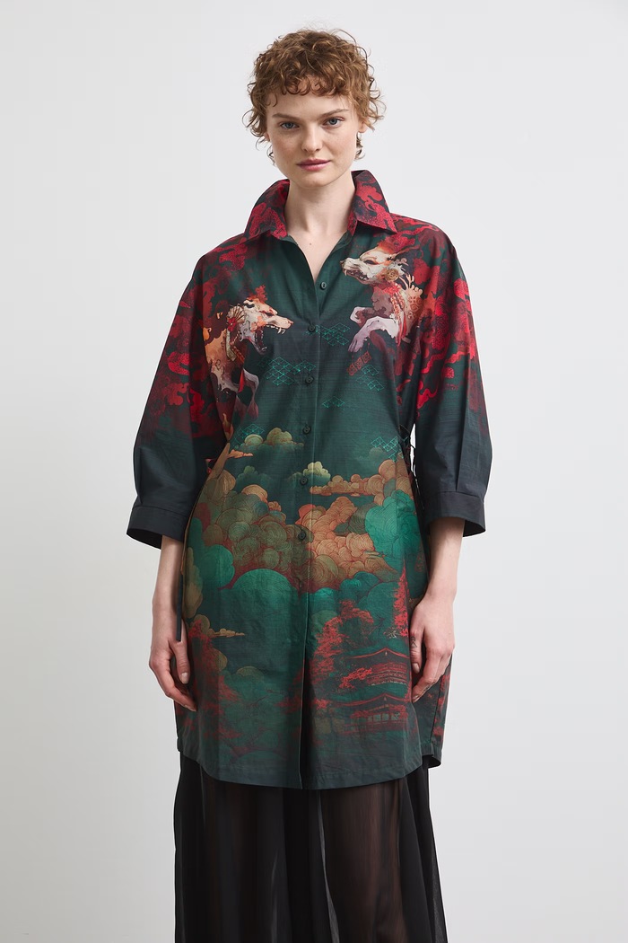 Medicine sukienka koszulowa bawełniana multicolor RW26-SUD250