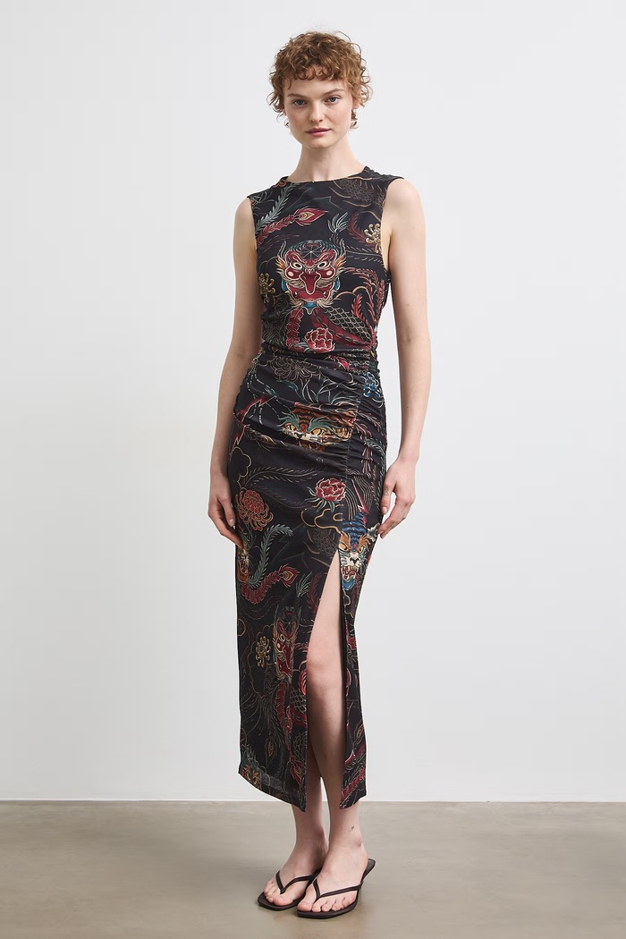 Sukienka midi z kolekcji Mythical Creatures RW26-SUD251 czarny RW26