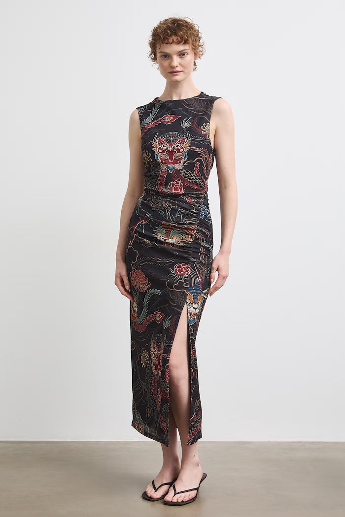 Sukienka midi z kolekcji Mythical Creatures RW26-SUD251 czarny RW26