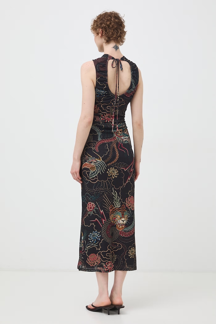 Sukienka midi z kolekcji Mythical Creatures czarny RW26-SUD251