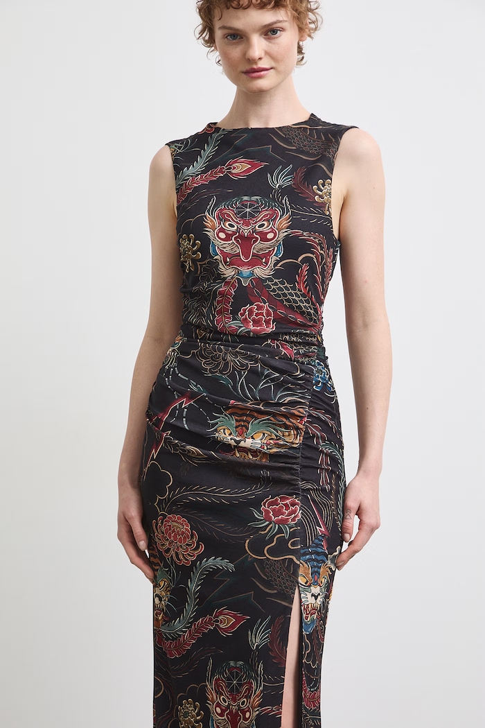 Sukienka midi z kolekcji Mythical Creatures RW26-SUD251 czarny