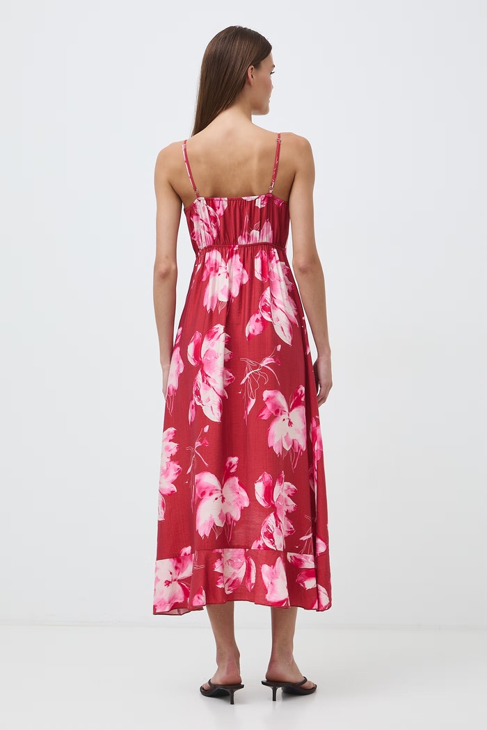 Odzież Sukienka rozkloszowana z wiskozą w kwiaty RW26-SUD291 multicolor