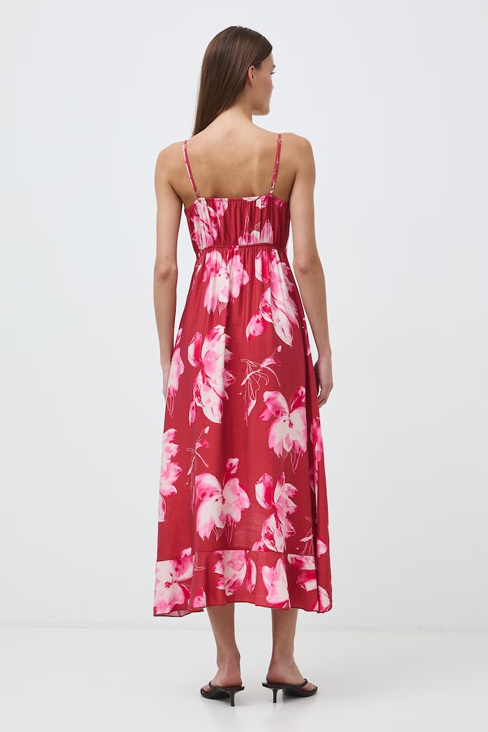 Odzież Sukienka rozkloszowana z wiskozą w kwiaty RW26-SUD291 multicolor