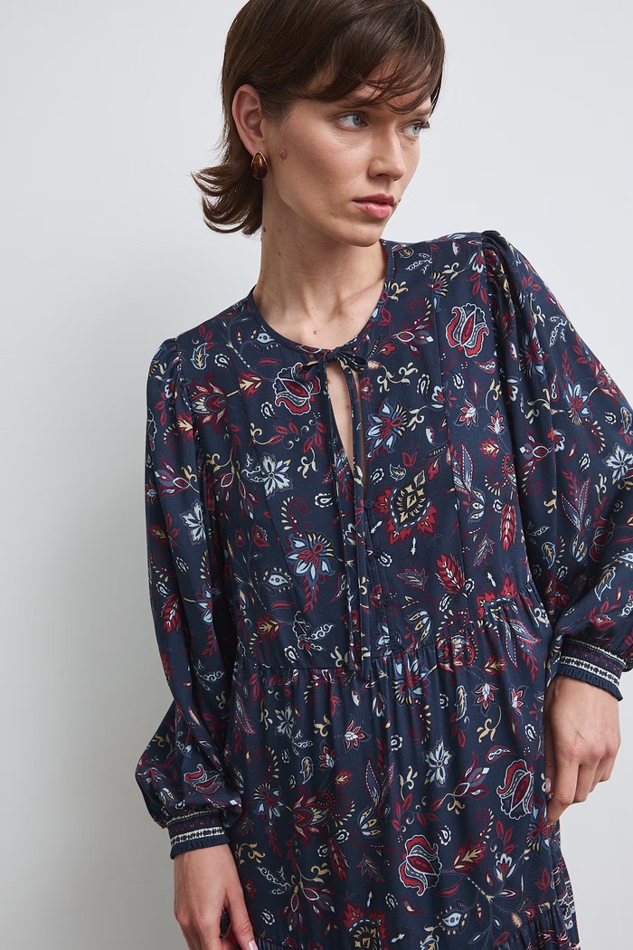 Sukienka z wiskozy z motywem roślinnym multicolor RW26-SUD305