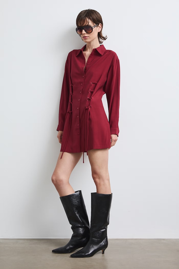 Medicine sukienka koszulowa z wiskozą bordowy RW26-SUD306