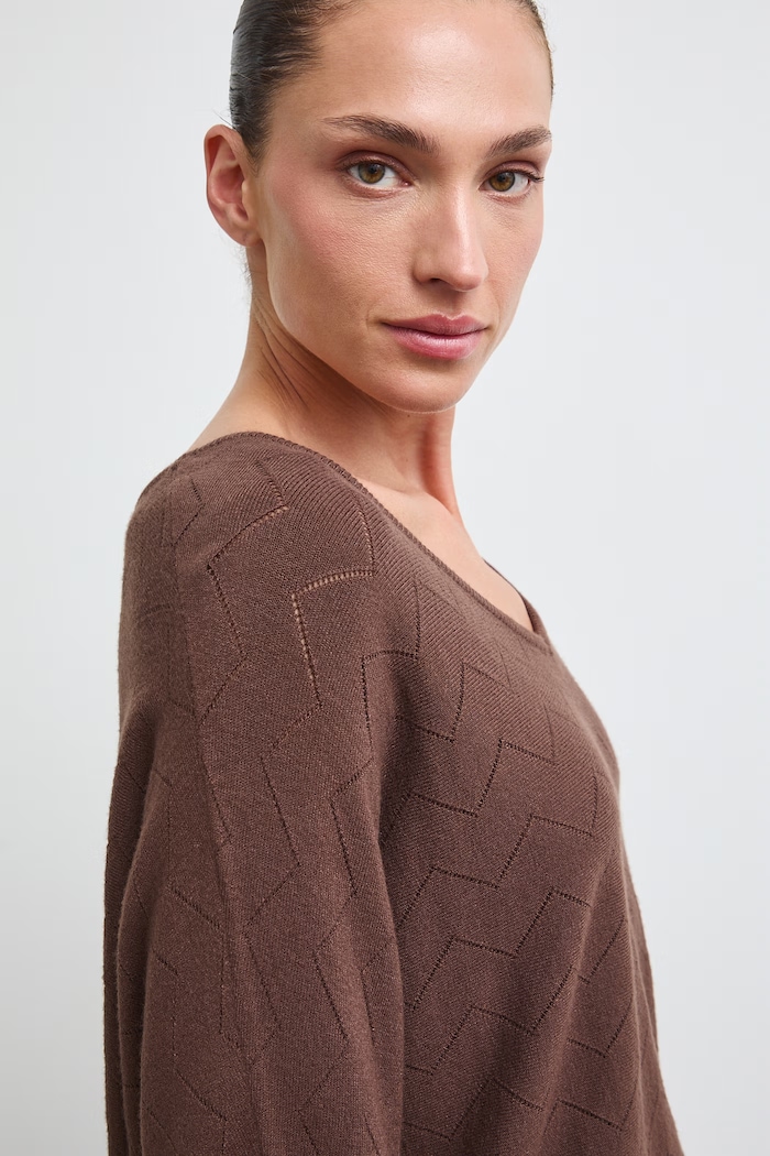 Medicine sweter damski z wiskozą brązowy RW26-SWD010