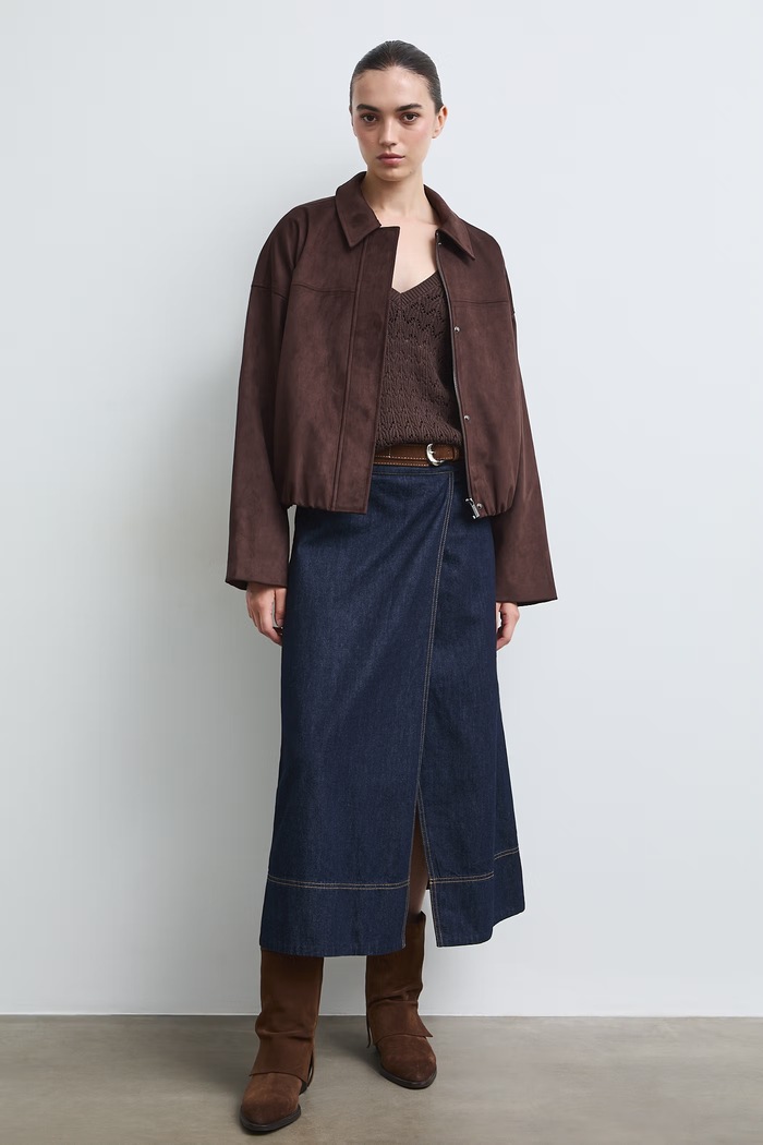 Sweter damski bawełniany ażurowy RW26-SWD031 brązowy RW26