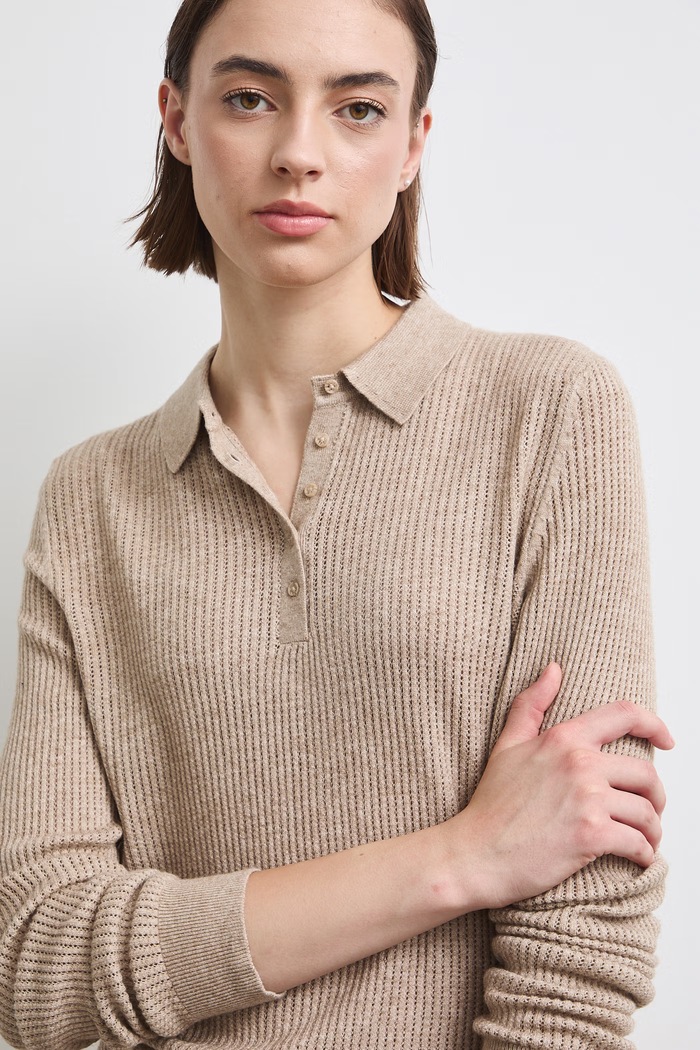 Sweter damski z wiskozą melanżowy RW26-SWD041 beżowy