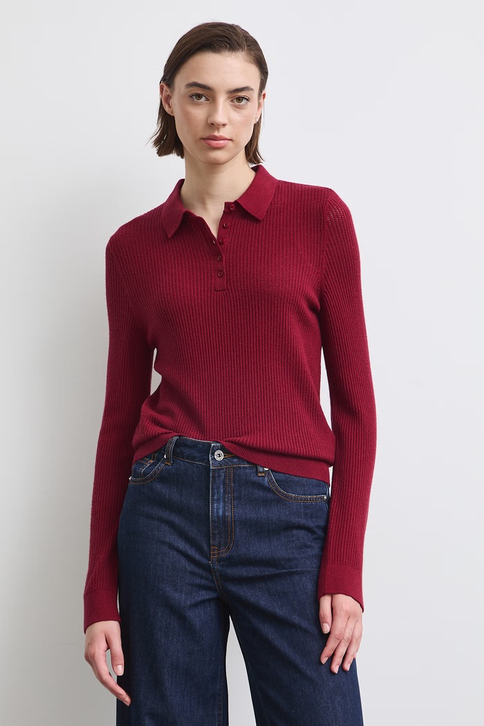 Sweter damski z wiskozą RW26-SWD041 bordowy RW26