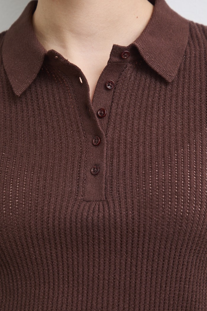 Sweter damski z wiskozą brązowy RW26-SWD041
