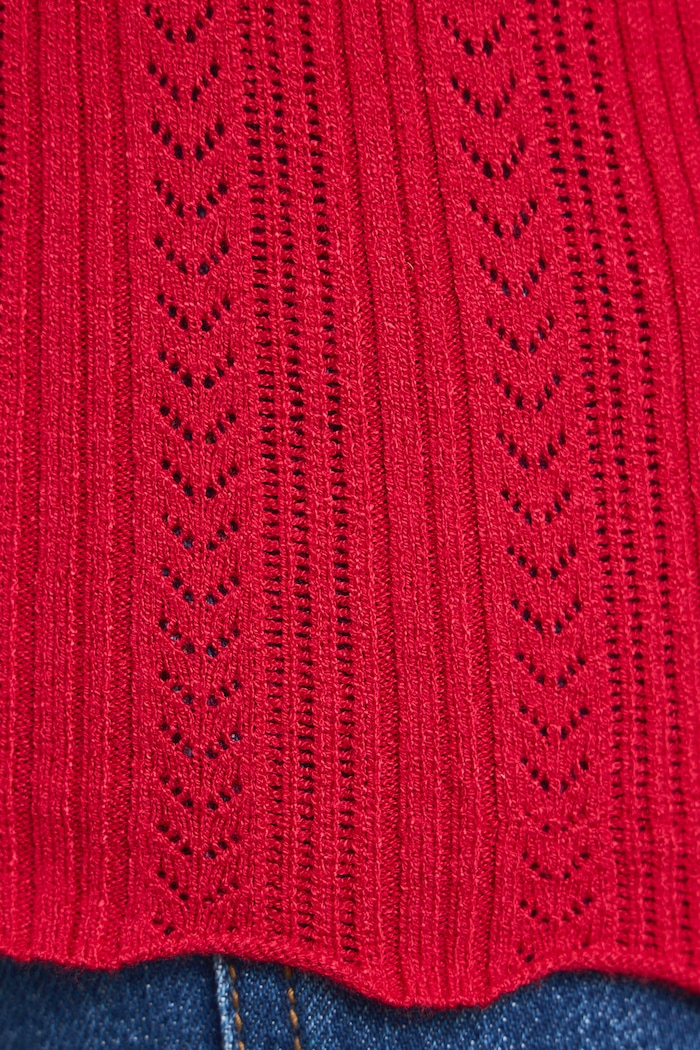 Sweter damski z wiskozą ażurowy czerwony RW26-SWD050