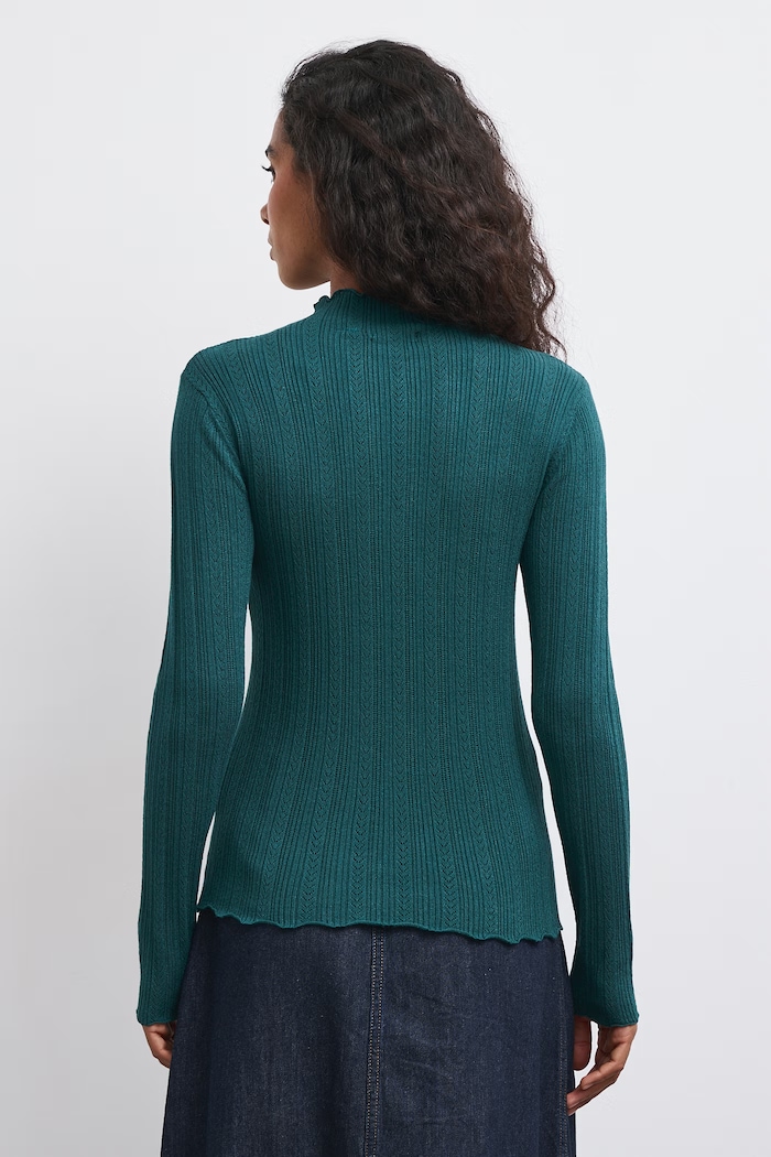 Sweter damski z wiskozą ażurowy RW26-SWD050 turkusowy