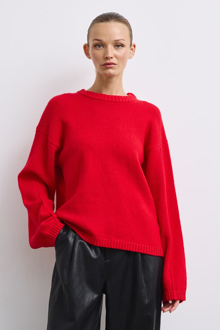 Medicine Sweter damski z bawełną RW26-SWD055 czerwony RW26