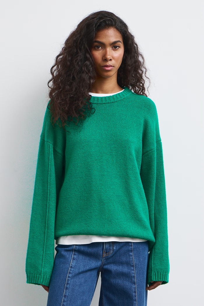 Medicine Sweter damski z bawełną RW26-SWD055 zielony RW26
