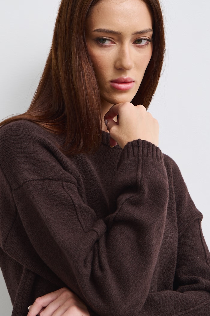 Sweter damski z bawełną Medicine RW26-SWD055 brązowy