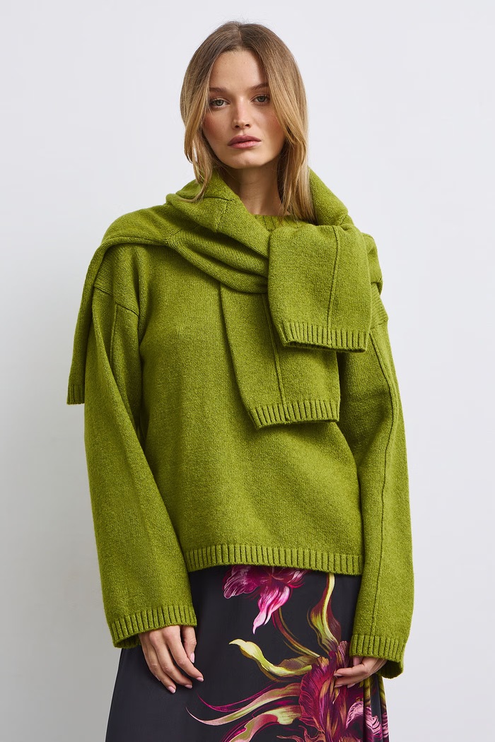 Medicine Sweter damski z bawełną zielony RW26-SWD055