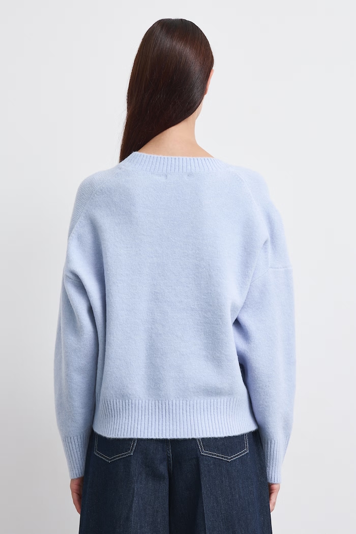 Sweter damski z dodatkiem wełny Medicine RW26-SWD063 niebieski
