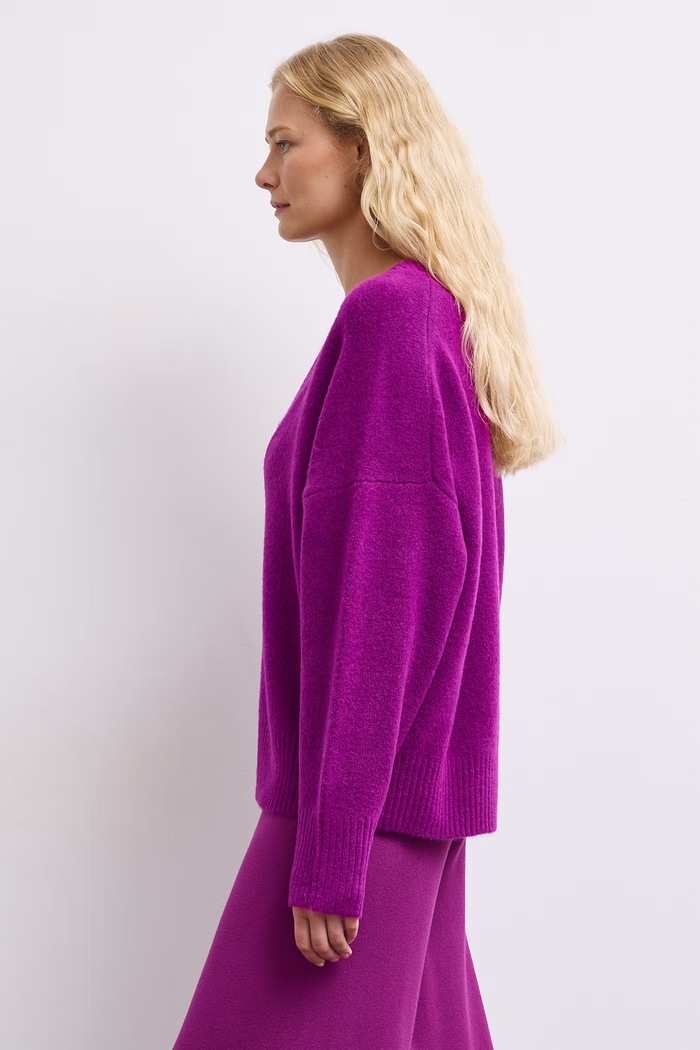 Medicine Sweter damski z dodatkiem wełny RW26-SWD063 fioletowy RW26