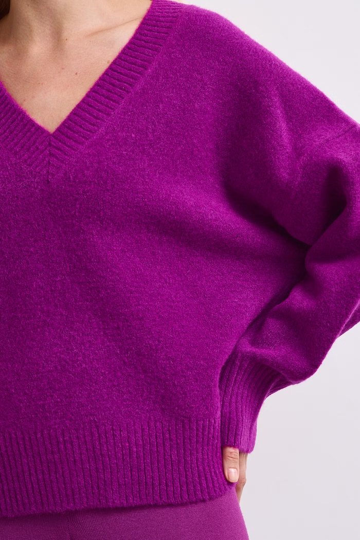 Sweter damski z dodatkiem wełny Medicine RW26-SWD063 fioletowy