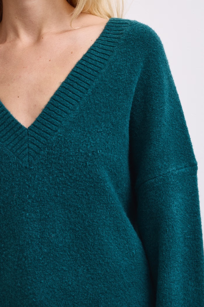 Sweter damski z dodatkiem wełny Medicine RW26-SWD063 turkusowy