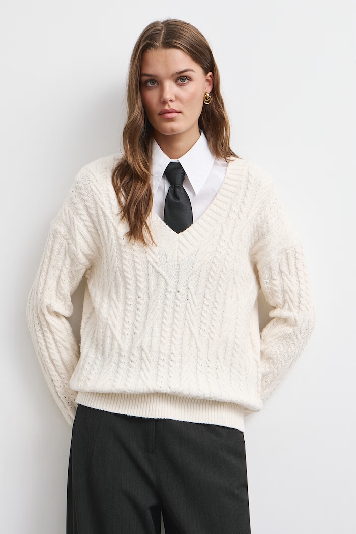 Medicine Sweter damski z bawełną RW26-SWD081 beżowy RW26