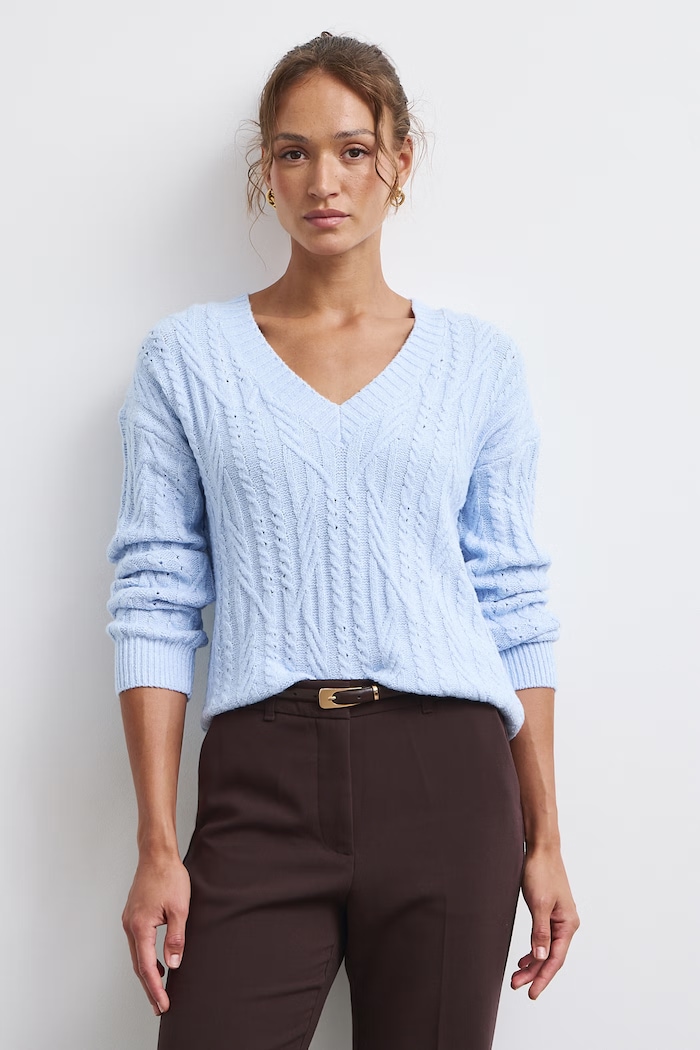 Medicine Sweter damski z bawełną RW26-SWD081 niebieski RW26