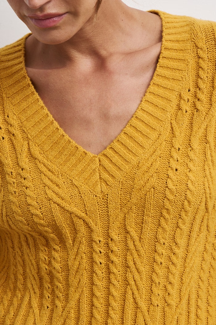 Sweter damski z bawełną Medicine RW26-SWD081 żółty