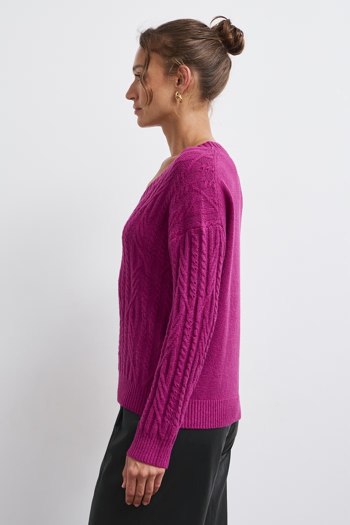 Medicine Sweter damski z bawełną RW26-SWD081 fioletowy RW26